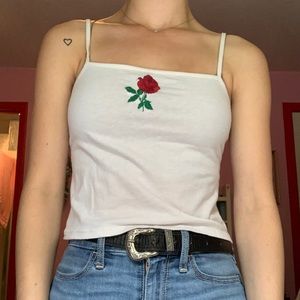 Rose Embroidered Brandy Melville Tank